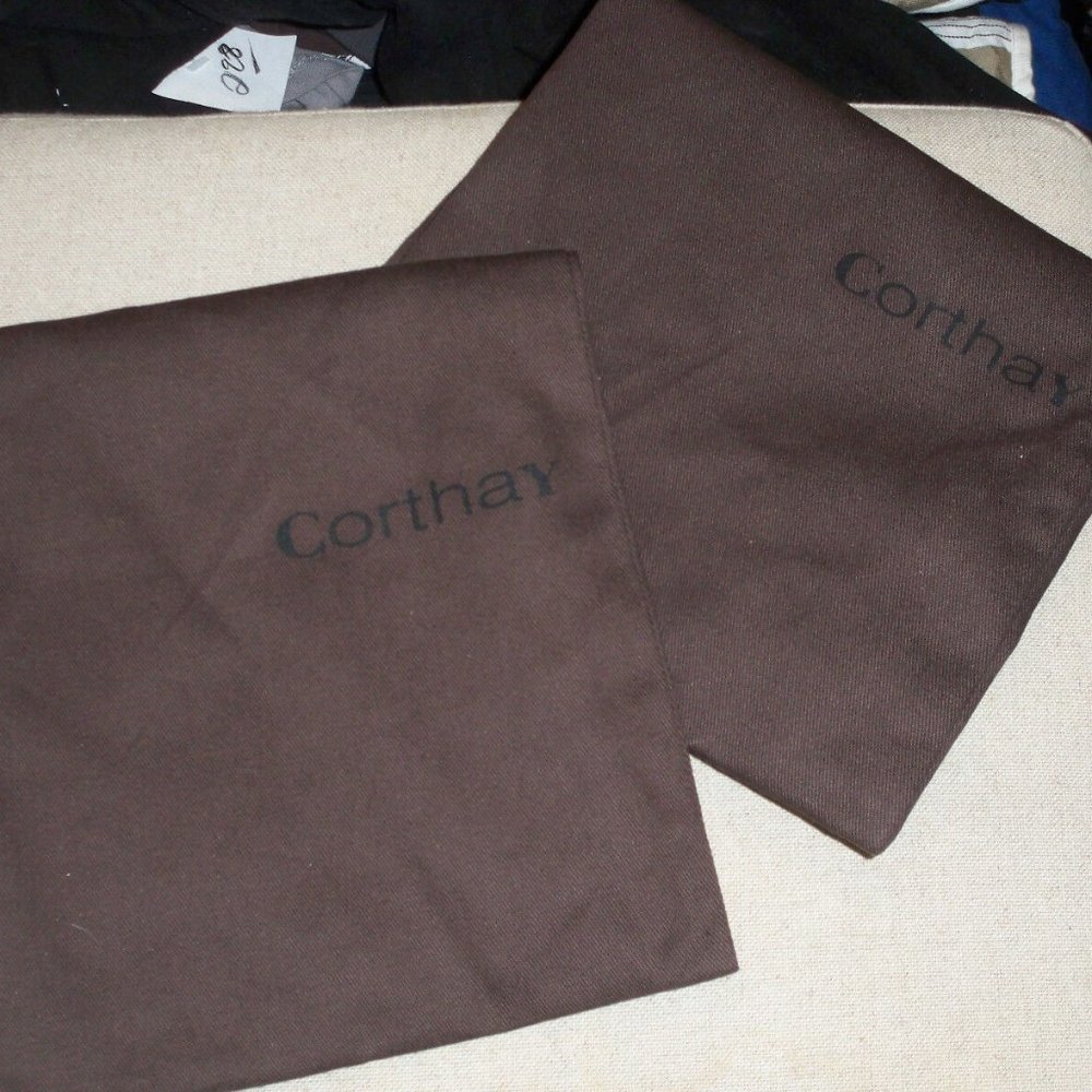 Corthay Dust Bags, 1 pr. Brown with Black Logo " Size 16" long 9 width